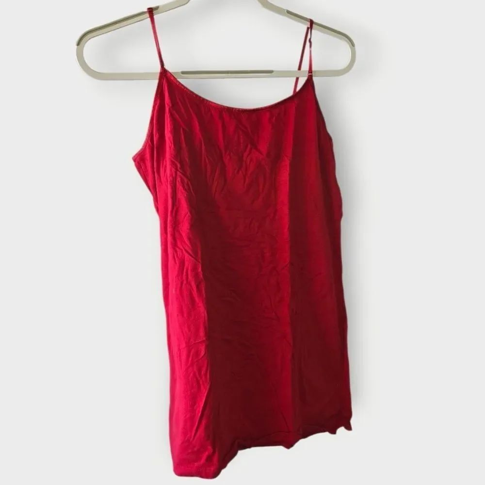 Ambiance Apparel Red Shimmer Strap Cami Tank Top Plus Size 2X Holiday Layering